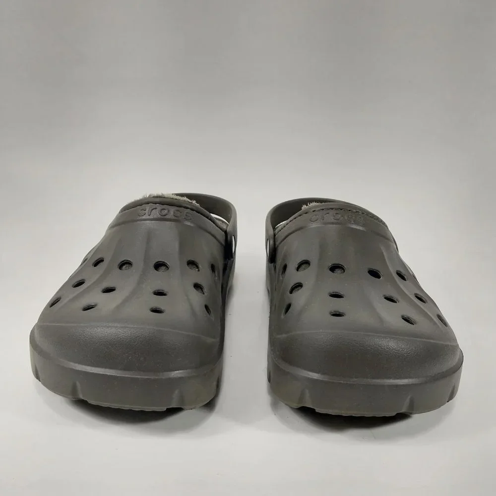 Crocs Mens 10 Womens 12 Clogs Brown Faux Fur Lined Casual Comfort Slip On Shoes - Picture 7 of 9